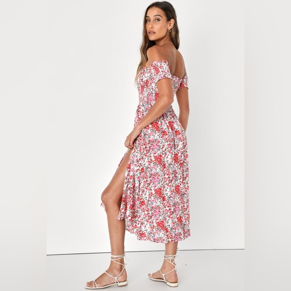 View from the Meadow Cream Floral Print Off-the-Shoulder Dress XS - Picture 3 of 4